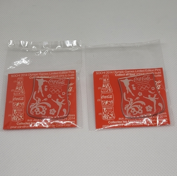COCA-COLA 2014 Sochi Winter Olympic Games Lapel Push Pin, Set of 2 - Picture 4 of 15